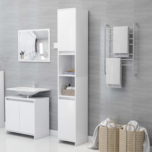 Set mobilier de baie, 3 piese, alb, PAL - Img 6