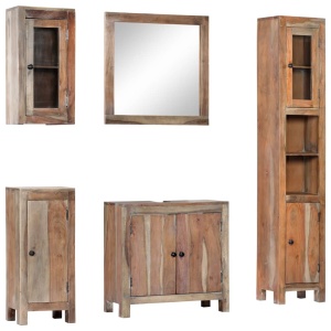 Set mobilier de baie, 5 piese, lemn masiv de acacia