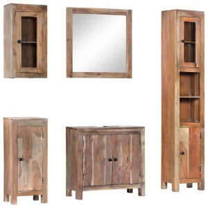 Set mobilier de baie, 5 piese, lemn masiv de acacia - Img 10