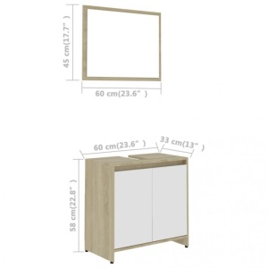 Set mobilier de baie, alb și stejar Sonoma, PAL - Img 10