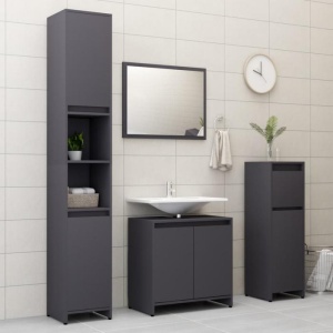 Set mobilier de baie, gri, PAL - Img 4