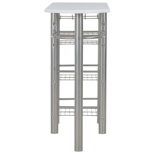 Set mobilier de bar, cu rafturi, 3 piese, alb, lemn și oțel - Img 8
