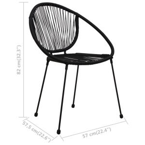 Set mobilier de bistro, 3 piese, negru, ratan PVC - Img 10