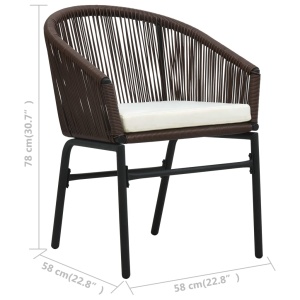Set mobilier de bistro cu perne, 3 piese, maro, ratan PVC - Img 10