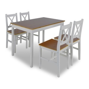 Set mobilier de bucătărie, 5 piese, maro și alb - Img 2