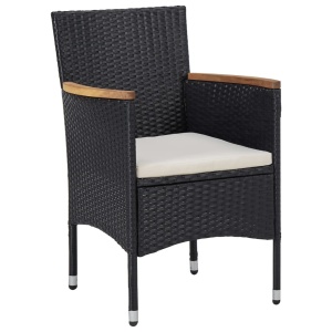 Set mobilier de exterior 5 piese, negru, poliratan, lemn acacia - Img 6