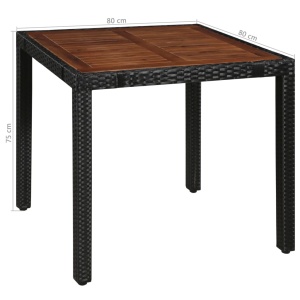 Set mobilier de exterior, 5 piese negru, poliratan, lemn acacia - Img 5