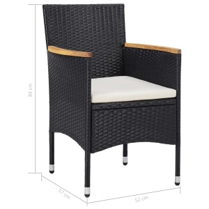 Set mobilier de exterior 5 piese, negru, poliratan, lemn acacia - Img 9
