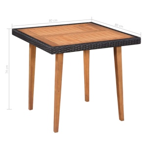 Set mobilier de exterior, 5 piese, negru și maro, poliratan - Img 6