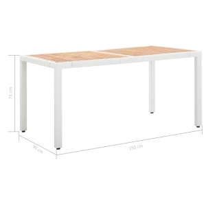Set mobilier de exterior, 7 piese, alb, poliratan - Img 11