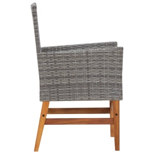 Set mobilier de exterior, 7 piese, gri, poliratan, lemn acacia - Img 7