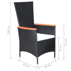 Set mobilier de exterior 7 piese negru poliratan lemn acacia - Img 9