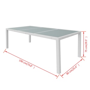 Set mobilier de exterior, 9 piese, alb crem, poliratan - Img 9
