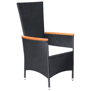 Set mobilier de exterior 9 piese negru poliratan lemn de acacia - Img 6