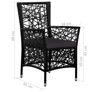Set mobilier de exterior, 9 piese, negru, poliratan - Img 7