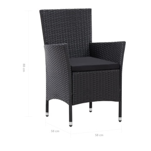 Set mobilier de exterior, 9 piese, negru, poliratan - Img 11