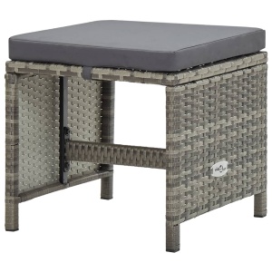 Set mobilier de exterior cu perne, 13 piese, gri, poliratan - Img 11