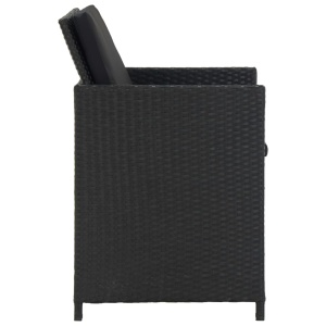 Set mobilier de exterior cu perne, 13 piese, negru, poliratan - Img 9