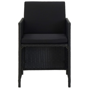 Set mobilier de exterior cu perne, 13 piese, negru, poliratan - Img 12