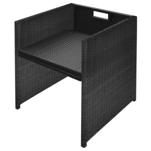 Set mobilier de exterior cu perne, 13 piese, negru, poliratan - Img 12