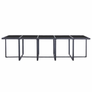 Set mobilier de exterior cu perne, 15 piese, negru, poliratan - Img 9