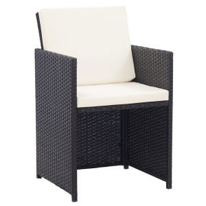 Set mobilier de exterior cu perne, 15 piese, negru, poliratan - Img 12