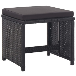 Set mobilier de exterior cu perne, 17 piese, negru, poliratan - Img 10
