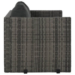 Set mobilier de exterior cu perne, 3 piese, gri, poliratan - Img 4