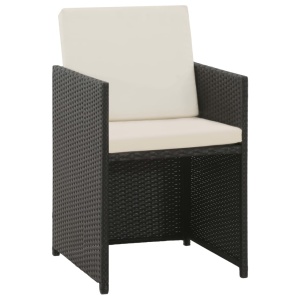 Set mobilier de exterior cu perne, 5 piese, negru, poliratan - Img 4