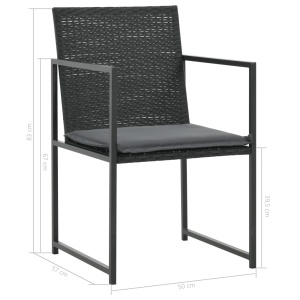 Set mobilier de exterior cu perne, 5 piese, negru, poliratan - Img 5