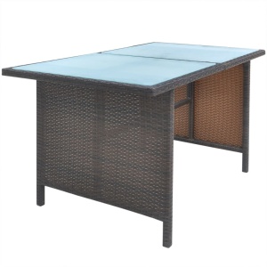 Set mobilier de exterior cu perne, 6 piese, maro, poliratan - Img 8