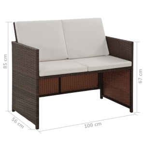 Set mobilier de exterior cu perne, 6 piese, maro, poliratan - Img 9