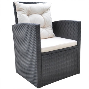 Set mobilier de exterior cu perne, 6 piese, negru, poliratan - Img 5