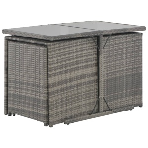 Set mobilier de exterior cu perne, 7 piese, gri, poliratan - Img 2