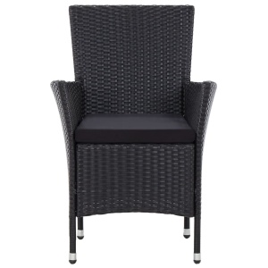 Set mobilier de exterior cu perne, 7 piese, negru, poliratan - Img 8