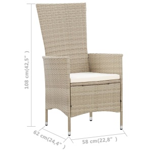 Set mobilier de exterior cu perne, 9 piese, bej, poliratan - Img 11