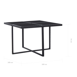 Set mobilier de exterior cu perne, 9 piese, negru, poliratan - Img 10