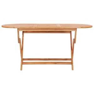 Set mobilier de exterior pliabil, 7 piese, lemn masiv de tec - Img 3