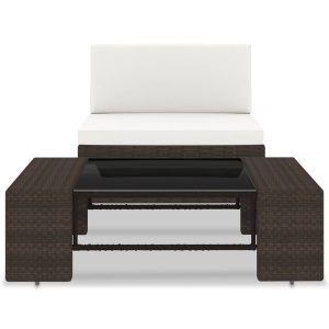 Set mobilier de grădină, 2 piese, maro, poliratan - Img 3