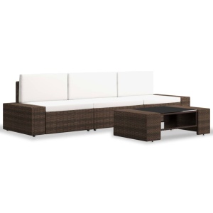 Set mobilier de grădină, 4 piese, maro, poliratan - Img 2