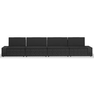 Set mobilier de grădină, 4 piese, negru, poliratan - Img 3