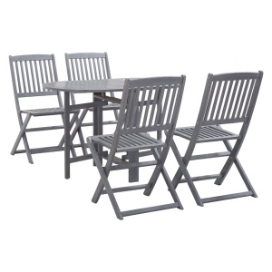 Set mobilier de grădină, 5 piese, gri, lemn masiv de acacia