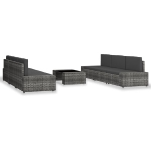 Set mobilier de grădină, 7 piese, gri, poliratan - Img 2