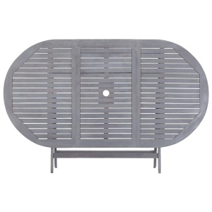 Set mobilier de grădină, 9 piese, gri, lemn masiv de acacia - Img 6