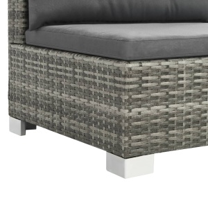 Set mobilier de grădină cu perne, 10 piese, gri, poliratan - Img 8
