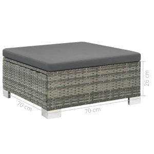 Set mobilier de grădină cu perne, 10 piese, gri, poliratan - Img 10