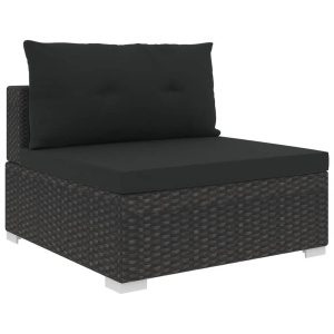 Set mobilier de grădină cu perne, 10 piese, negru, poliratan - Img 5