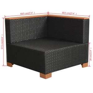 Set mobilier de grădină cu perne, 10 piese, negru, poliratan - Img 9