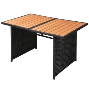 Set mobilier de grădină cu perne, 10 piese, negru, poliratan - Img 12