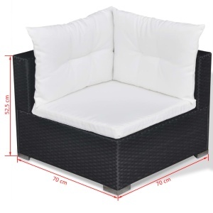 Set mobilier de grădină cu perne, 10 piese, negru, poliratan - Img 10